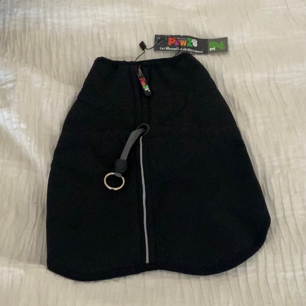 PAWZ DOG COAT-WINTER COAT, WATER & WIND PROOF, BUILT IN HARNESS FLEECE LINE-NEW